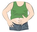 Fat man with a big belly. vector illustration. Royalty Free Stock Photo